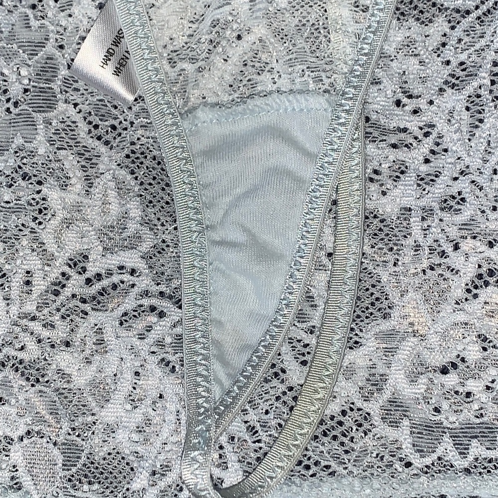 NWOT Linea Donatella Allover Lace Babydoll and Thong 2 Pc Set in Baby Blue XL - Picture 14 of 16